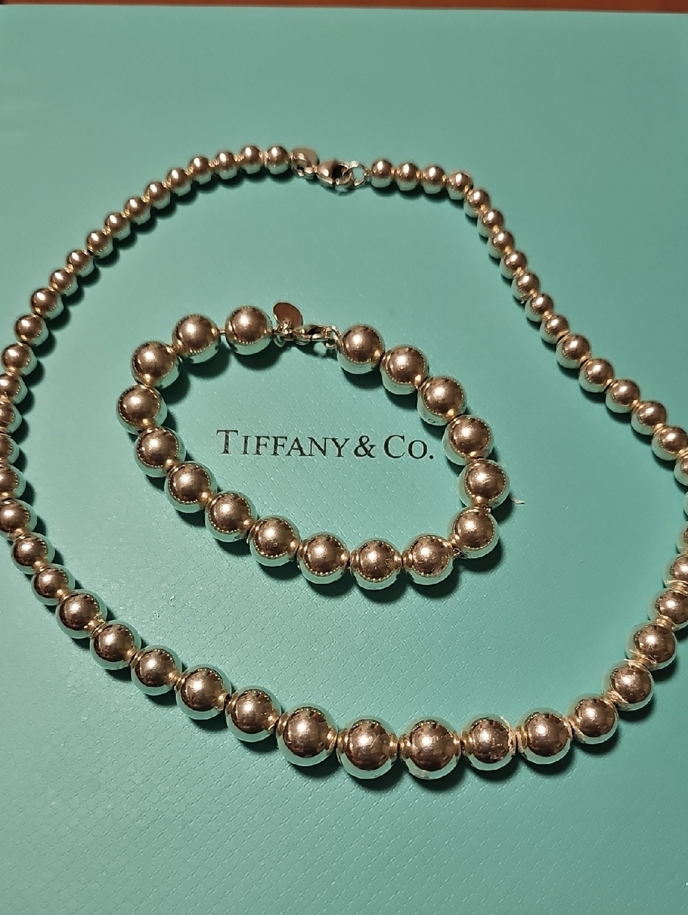 Tiffany & Co. Silver Bead Necklace and Bracelet Set